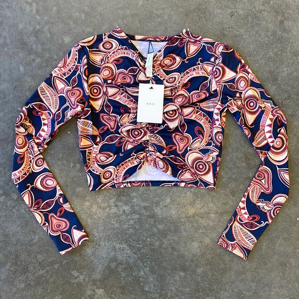 NWT A.L.C. Ansel Rash Gaurd in Navy Multi